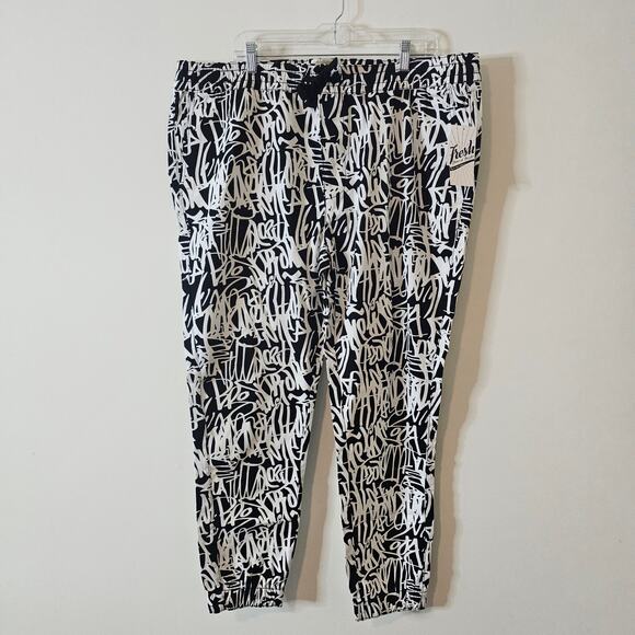 Fresh Prints of Bel-air Black White Stretch Twill Jogger Pants Size 3XL - Picture 1 of 5